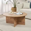 Tables Basses Rondes|MARFA Table basse ronde minimaliste - effet bois de pin