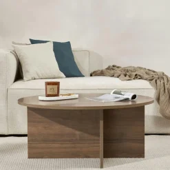 Tables Basses Rondes|MARFA Table basse ronde minimaliste - effet bois de pin