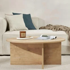 Tables Basses Rondes|MARFA Table basse ronde minimaliste - effet bois de pin