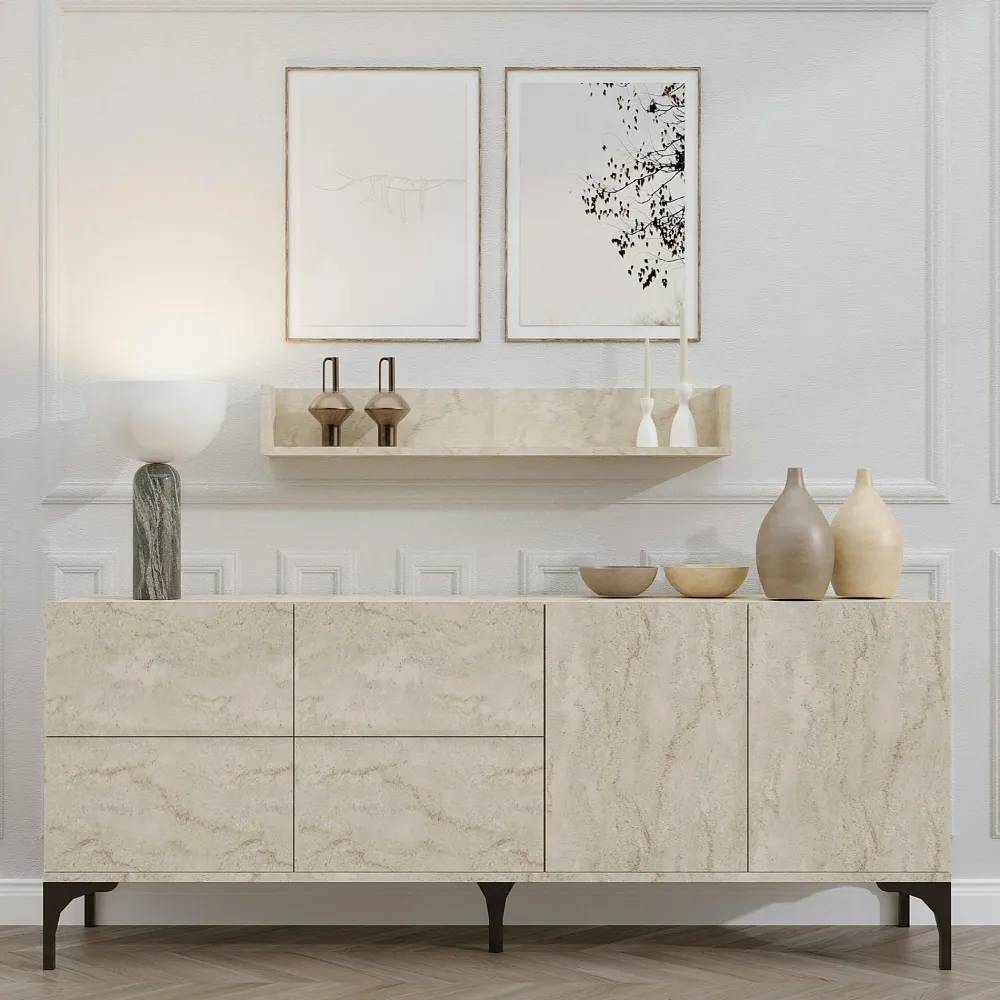 Tables Basses Rondes|MARFA Table basse ronde minimaliste - effet travertin