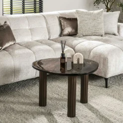 Tables Basses Design|Tables Basses En Verre|LAGUNA Table basse verre – finition cuivre antique, 35 cm