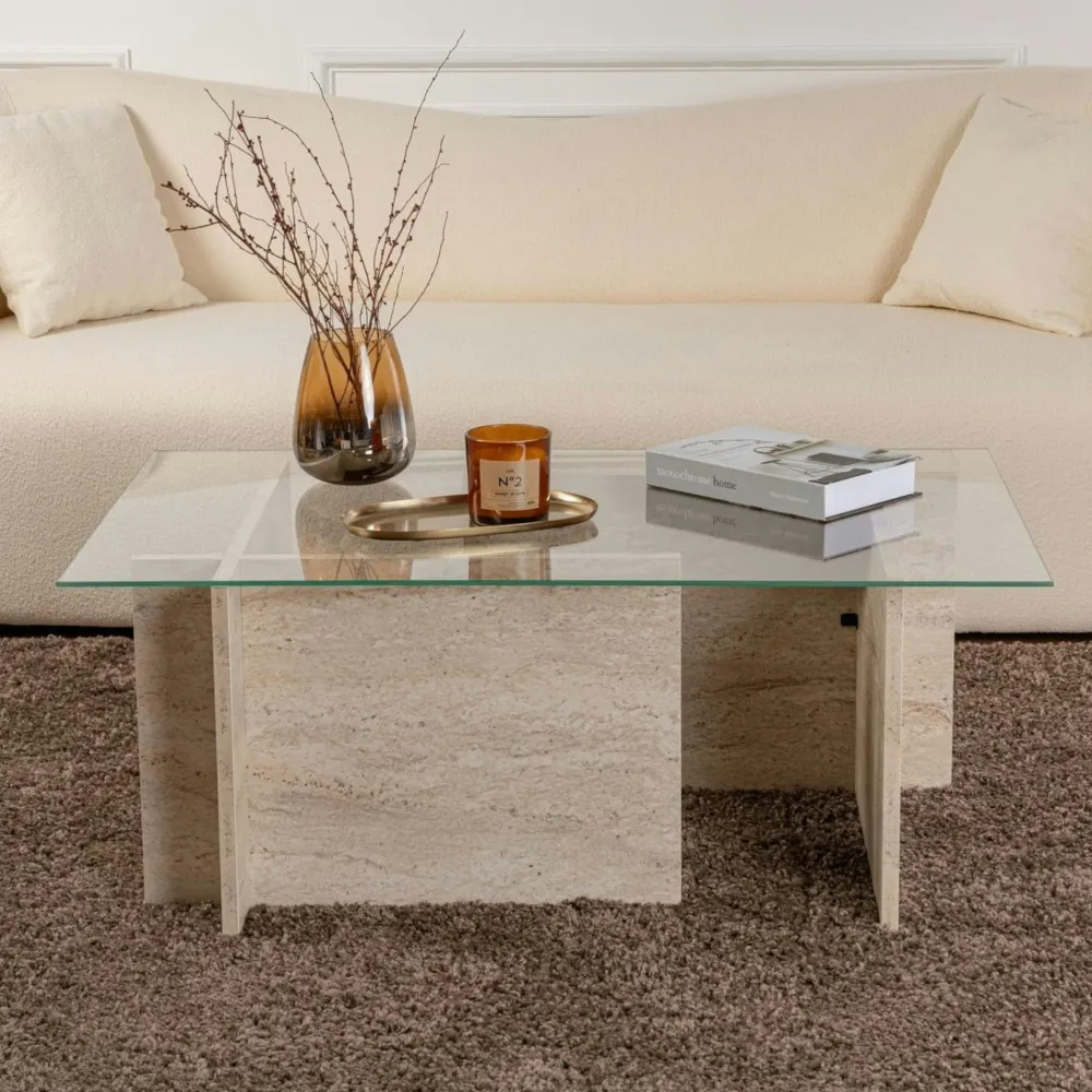 Tables Basses En Verre|SALTA Table basse verre déstructurée – base gris anthracite