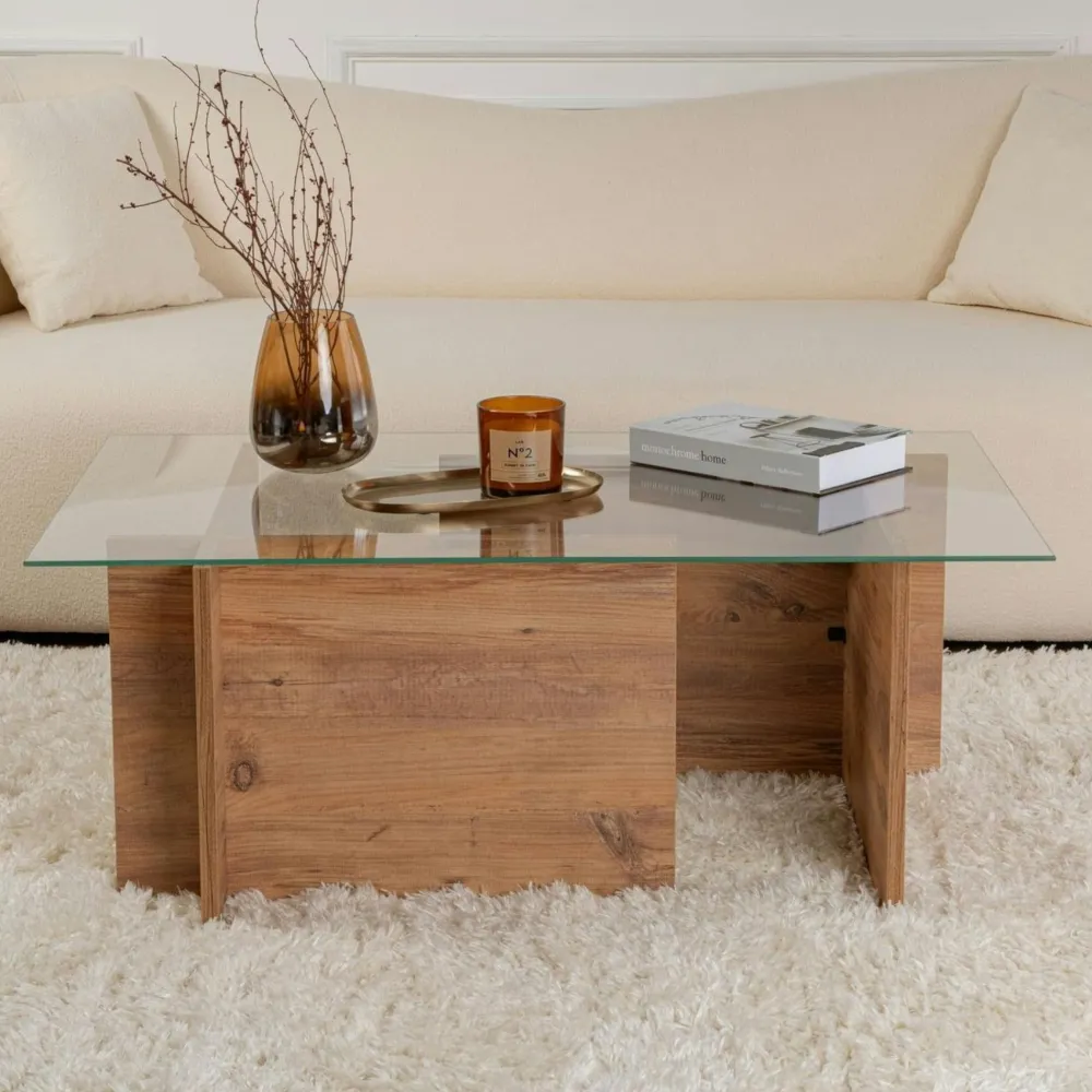 Tables Basses En Verre|SALTA Table basse verre déstructurée – base gris anthracite