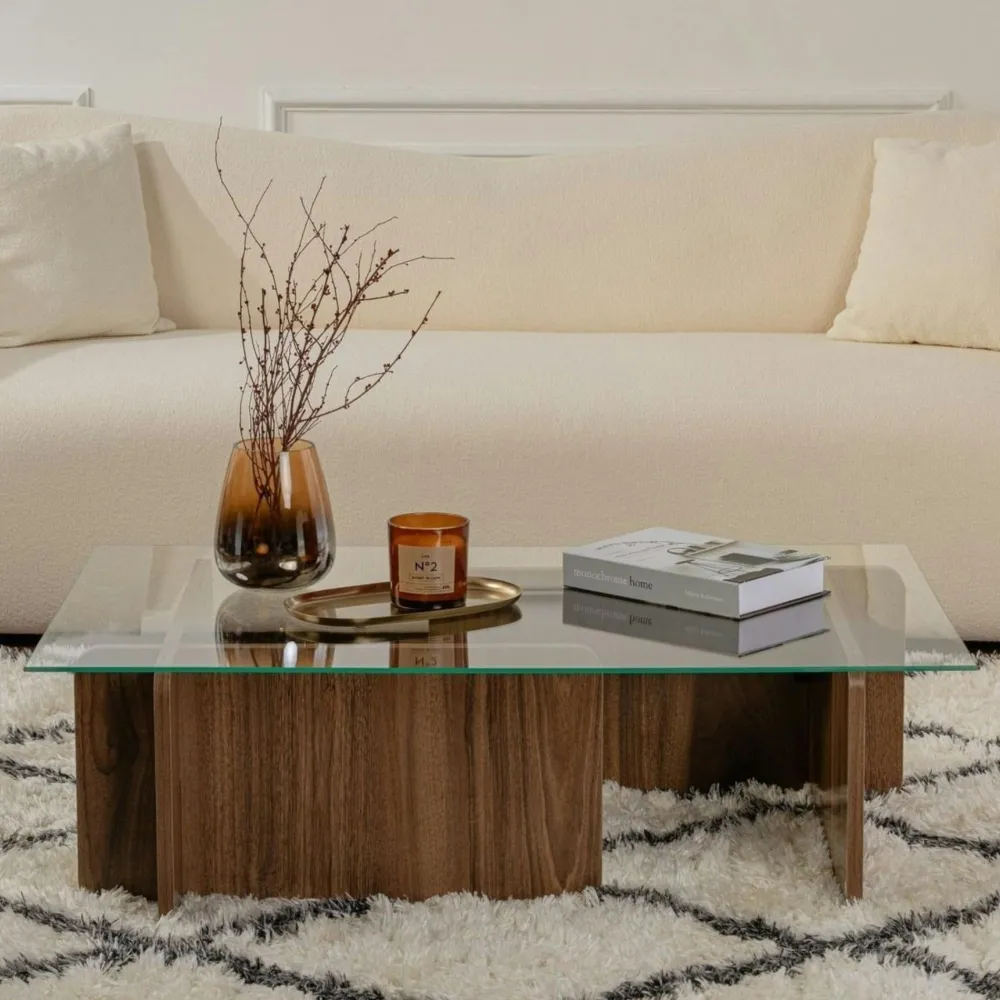 Tables Basses En Verre|SALTA Table basse verre déstructurée – base gris anthracite