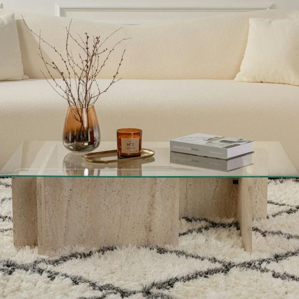 Tables Basses En Verre|SALTA Table basse verre déstructurée – base gris anthracite