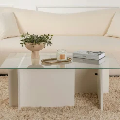 Tables Basses En Verre|SALTA Table basse verre déstructurée – base gris anthracite