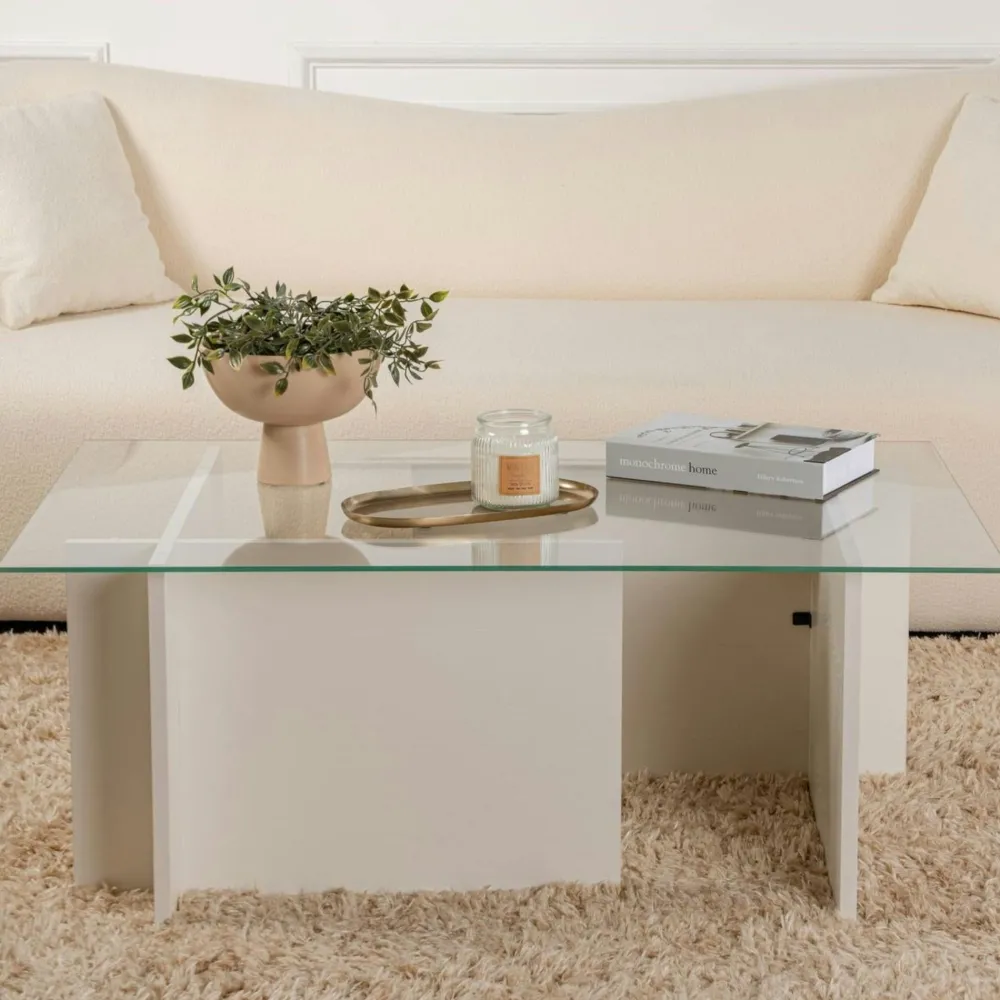 Tables Basses En Verre|SALTA Table basse verre déstructurée – base gris anthracite