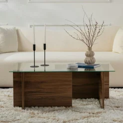 Tables Basses En Verre|SALTA Table basse verre déstructurée – base gris anthracite