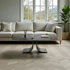 Tables Basses En Verre|LIGURIE Table basse verre ondulé noir, pied ouvert