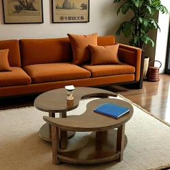 Univers Déco·Globe-Trotter|Tables Basses Rondes|Maori Table basse Ying Yang hévéa D80cm