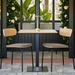 Tables À Manger Carrées|Tables À Manger En Bois|NAPA Table bistrot mélamine grise - pied métal noir, 70 cm