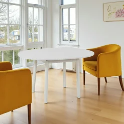 Tables À Manger Rondes|Tables À Manger En Bois|ARDEN Table blanche extensible forme ronde Ø100-131 cm