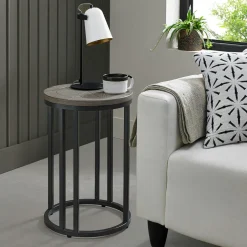 Bouts De Canapé En Bois|HOUSTON Table bout de canapé rond