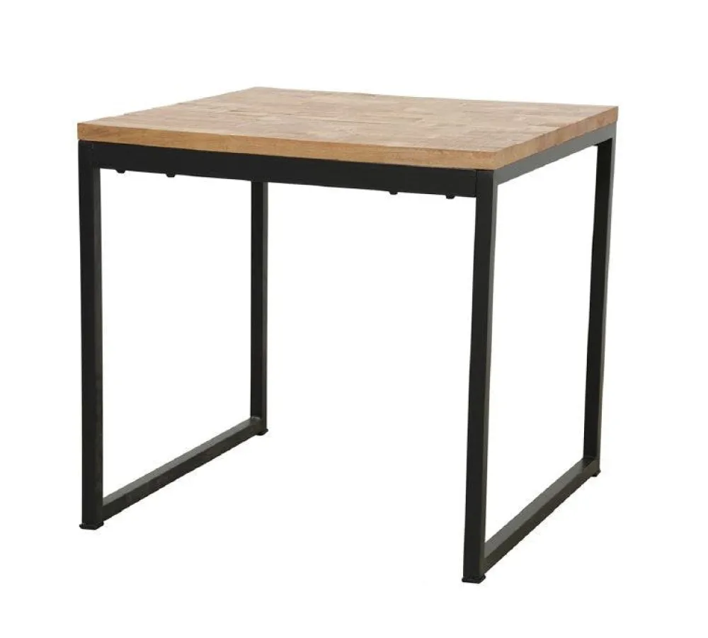 Tables À Manger Industrielles|Tables À Manger Carrées|Loft / Loft Colors Table carrée en Hévéa recyclé naturel et pieds métal 80x80x76cm LOFT