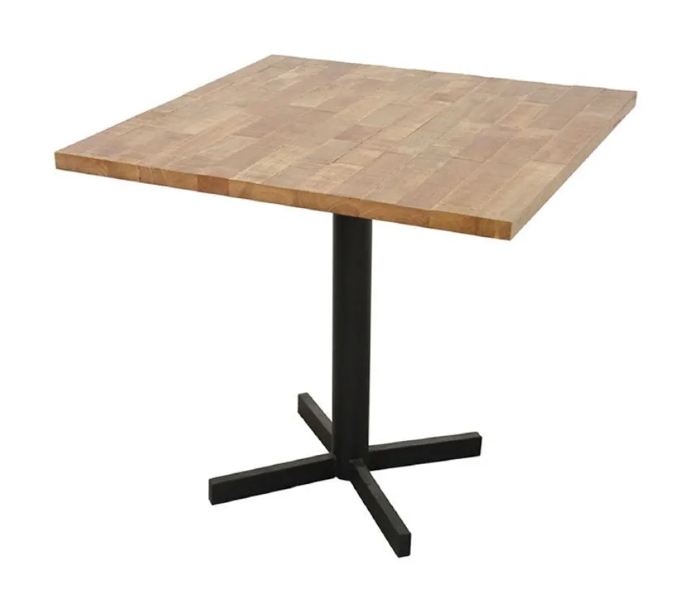 Tables À Manger Industrielles|Tables À Manger Carrées|Loft / Loft Colors Table carrée en Hévéa recyclé naturel et pieds métal en croix 80x80x76cm LOFT