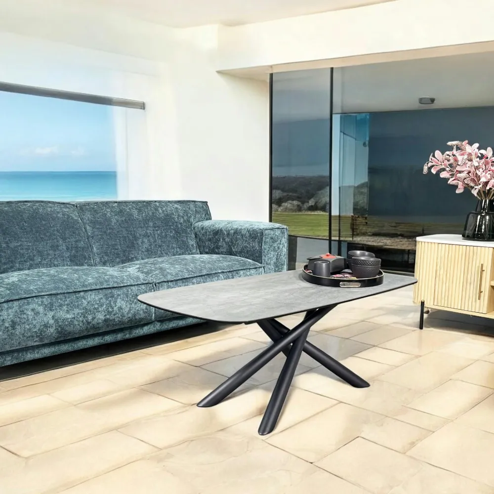 Tables À Manger Rectangulaires|Tables À Manger En Céramique|COLISEE Table céramique effet travertin texturé - 180 cm