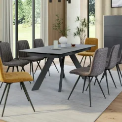 Univers Déco·Design Contemporain|Tables À Manger Rectangulaires|OTTAWA Table céramique extensible blanche marbrée 170-214 cm