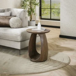 Bouts De Canapé Design|Bouts De Canapé En Bois|MYSORE Table d’appoint bois brun – rangement intégré, 56 cm