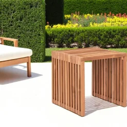 Tables D'Appoint De Jardin|MENDOZA Table d'appoint de jardin en teck ajouré