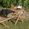 Tables D'Appoint De Jardin|SUMMER Table d'appoint de jardin en Teck ronde pliante 50cm