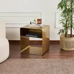 Bouts De Canapé En Métal|SFAX Table d’appoint design métal noir – 2 plateaux