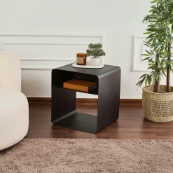 Bouts De Canapé En Métal|SFAX Table d’appoint design métal noir – 2 plateaux