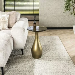 Bouts De Canapé Design|LAGUNA Table d’appoint en verre – cuivre antique, 45 cm