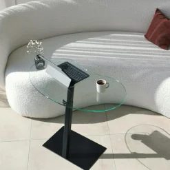 Tables Basses En Verre|TULUM Table d'appoint en verre pour ordinateur, réglable