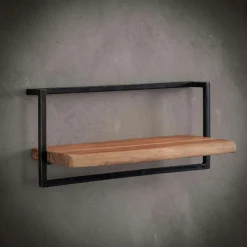 Bouts De Canapé En Métal|Bouts De Canapé En Bois|JENA Table d'appoint noire - plateau en bois clair carré