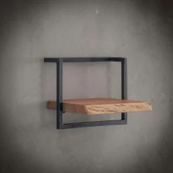 Bouts De Canapé En Métal|Bouts De Canapé En Bois|JENA Table d'appoint noire - plateau en bois clair carré