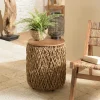 Bouts De Canapé En Bois|Swing Table d'appoint ronde 38 cm fibre de coco et bois recyclé
