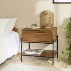 Bouts De Canapé En Bois|Swing Table d'appoint ronde 38 cm fibre de coco et bois recyclé