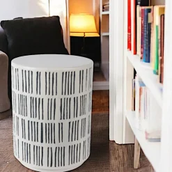 Bouts De Canapé Design|Bouts De Canapé En Bois|NOVA Table d'appoint ronde manguier blanc et noir