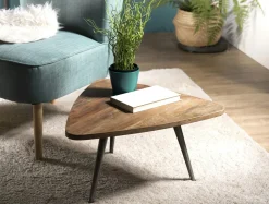 Bouts De Canapé En Métal|Bouts De Canapé En Bois|Swing Table d'appoint ronde teck recyclé métal GM