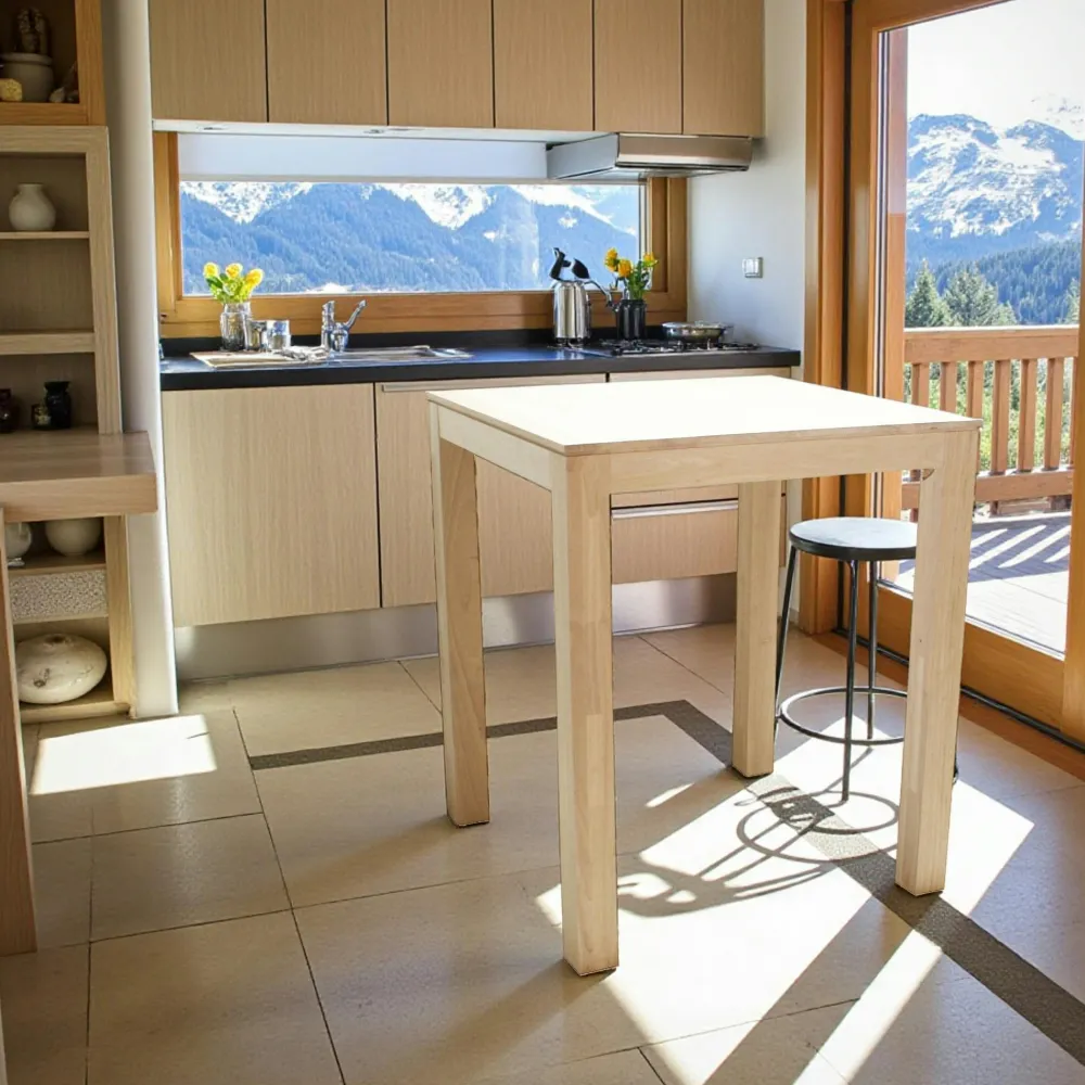 Tables À Manger Carrées|Tables À Manger En Bois|Helena Table de Bar carrée Hévéa 85x85x105cm