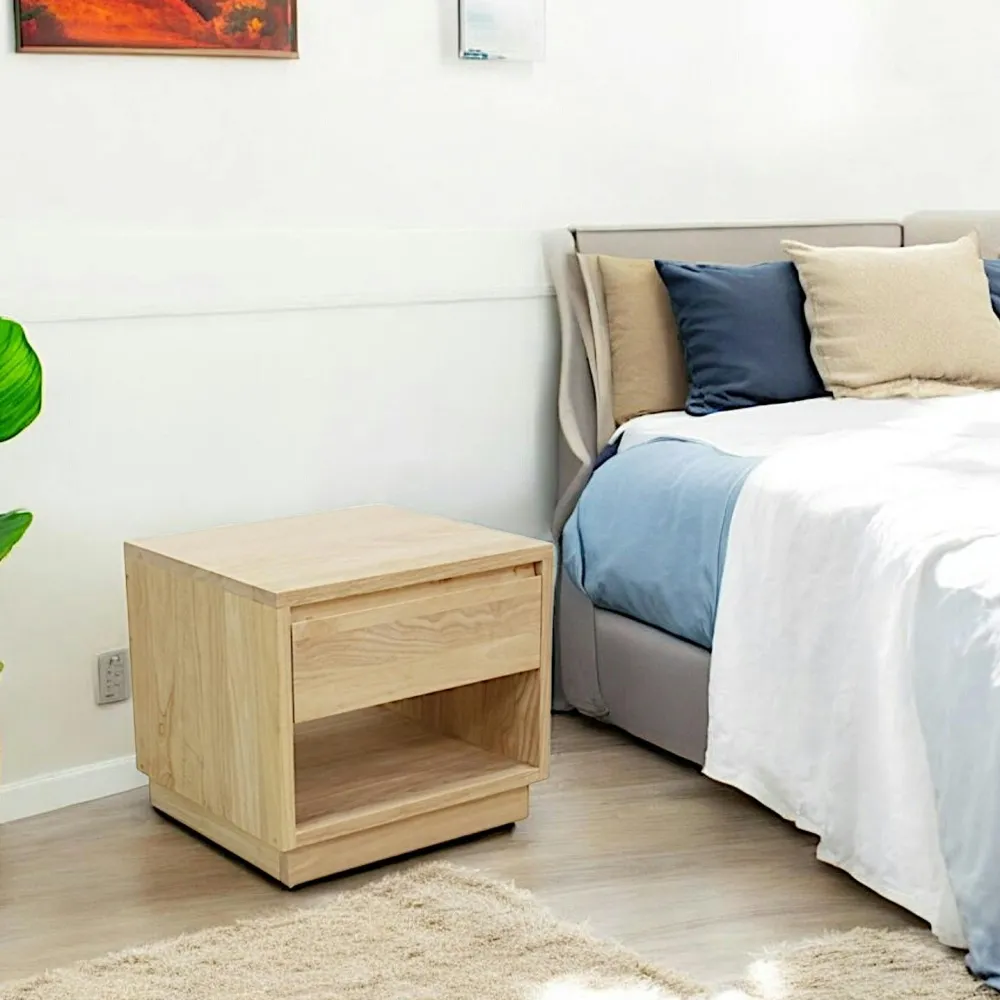 Tables De Chevet Scandinaves|Baltic Table de Chevet / Bout de Canapé Hévéa 1 tiroir, 1 niche basse 50x50x50cm