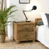 Univers Déco·Maison De Campagne|DENVER Table de chevet en bois de pin recyclé 2 tiroirs