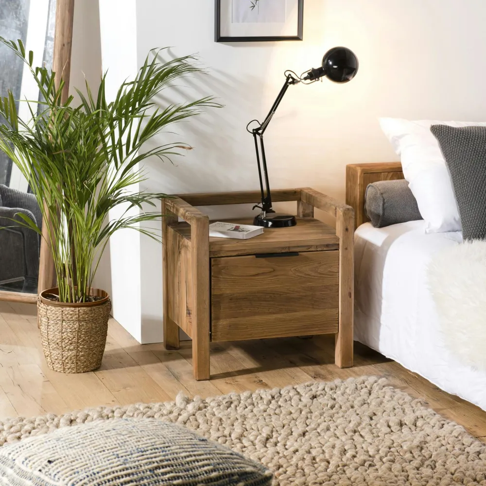 Univers Déco·Maison De Campagne|DENVER Table de chevet en bois de pin recyclé 1 tiroir