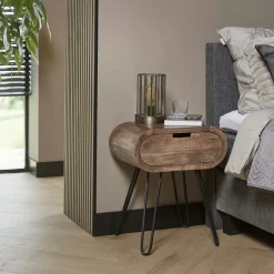 Univers Déco·Scandinave Hygge|Niagara Table de chevet en bois forme oblongue