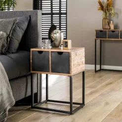 Univers Déco·Loft Industriel|BUNBURY Table de chevet industrielle tiroirs métal