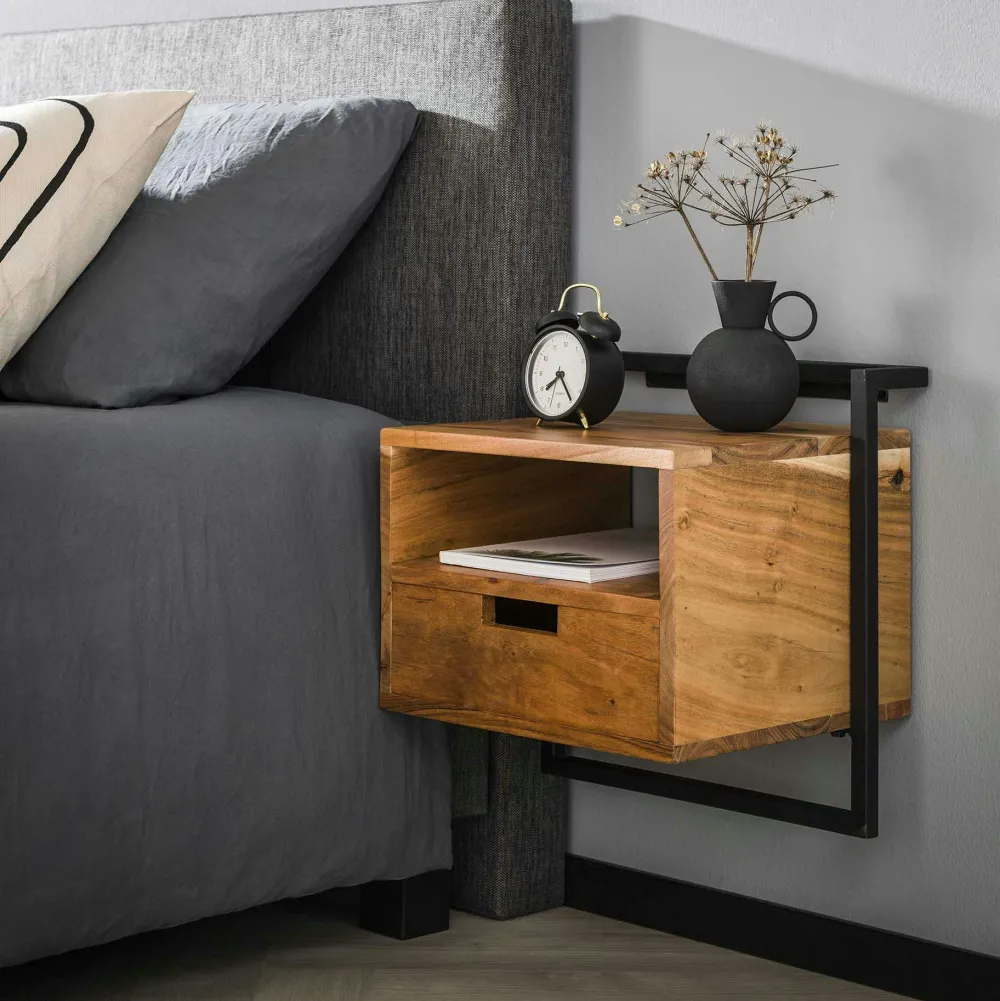 Tables De Chevet Suspendues|Melbourne Table de chevet suspendue moderne en bois