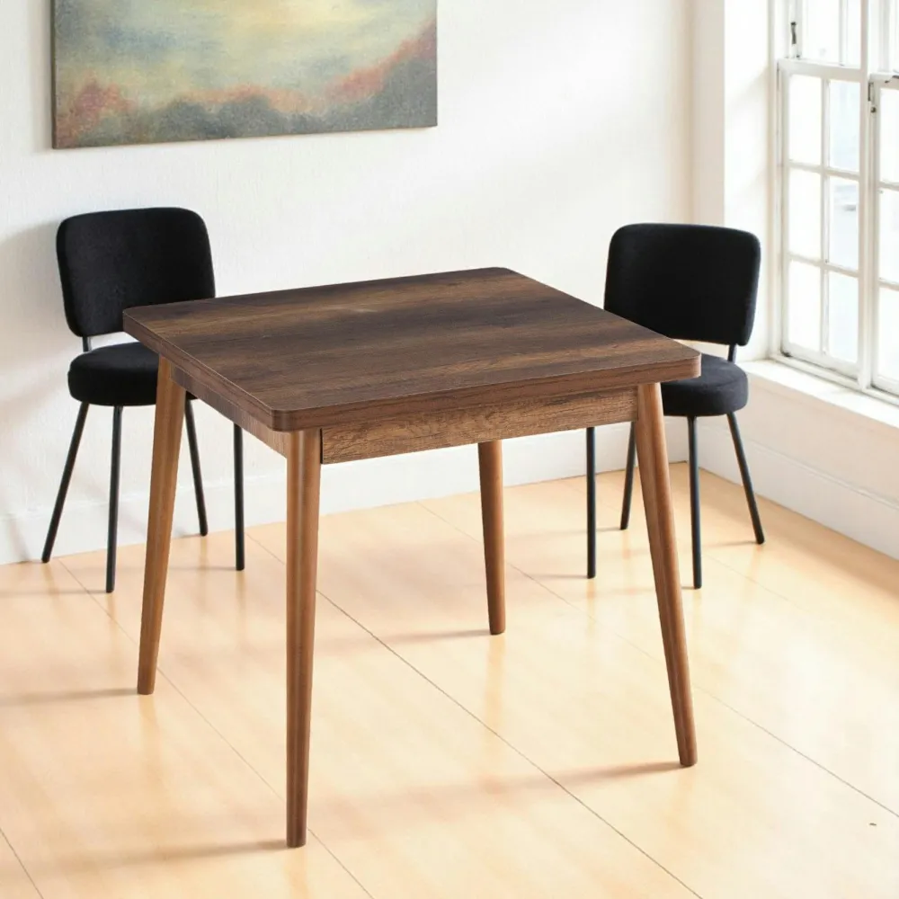 Tables À Manger Carrées|Tables À Manger En Bois|MARFA Table de cuisine carrée effet bois de noyer 80 cm