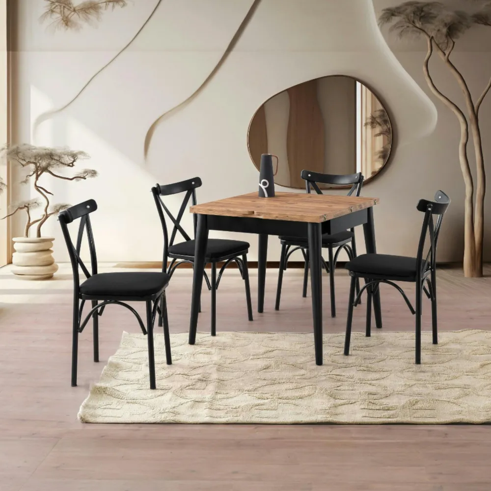 Tables À Manger Carrées|Tables À Manger En Bois|UMEA Table de cuisine extensible effet pin 80-160 cm