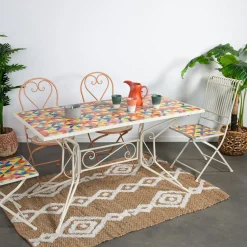 Tables De Jardin|GRENADE Table de jardin carreaux de ciment multicolores 140 cm