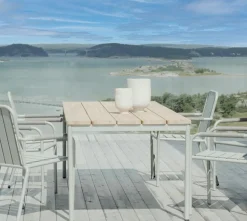 Tables De Jardin|Meubles En Aluminium Brafab|Oslo Table de jardin en aluminium vert argile et teck 238 cm