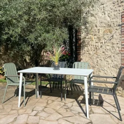 Tables De Jardin|Meubles En Aluminium Brafab|STOCKHOLM Table de jardin en aluminium finition gris sable 140 cm