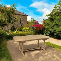 Tables De Jardin|SUMMER Table de jardin en teck brut rectangle extensible 120/180x90x75cm