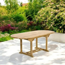 Tables De Jardin|SUMMER Table de jardin en Teck ovale extensible 150/200X90cm