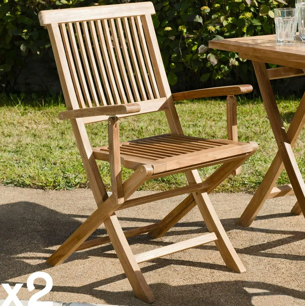Tables De Jardin|SUMMER Table de jardin en Teck ronde pliante papillon 120cm