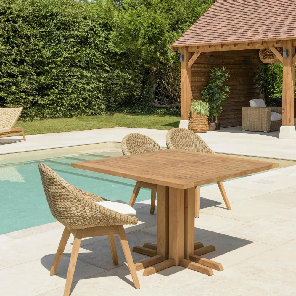 Tables De Jardin|MANY Table de jardin pieds inclinés teck recyclé naturel 300 cm